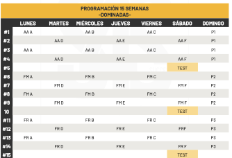 Semanas entrenamiento dominadas